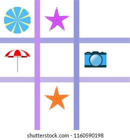 beach umbrella camera starfish summer holiday vector background