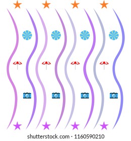 beach umbrella camera starfish summer holiday vector background