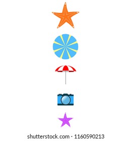 beach umbrella camera starfish summer holiday vector background