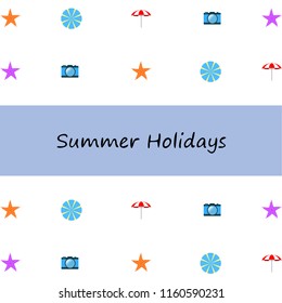 beach umbrella camera starfish summer holiday vector background