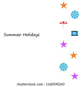 beach umbrella camera starfish summer holiday vector background