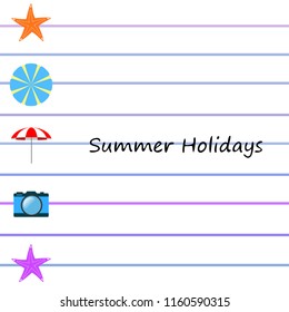 beach umbrella camera starfish summer holiday vector background