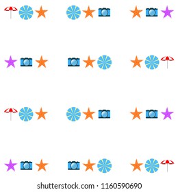 beach umbrella camera starfish summer holiday vector background