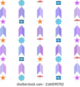 beach umbrella camera starfish summer holiday vector background