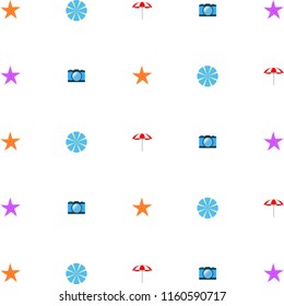 beach umbrella camera starfish summer holiday vector background