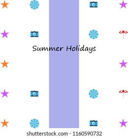 beach umbrella camera starfish summer holiday vector background