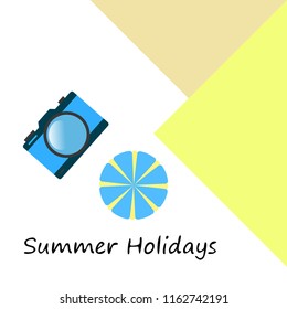 beach umbrella camera starfish summer holiday vector background