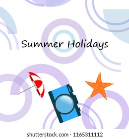beach umbrella camera starfish summer holiday vector background