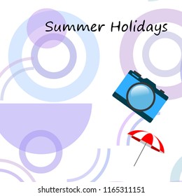 beach umbrella camera starfish summer holiday vector background