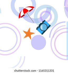 beach umbrella camera starfish summer holiday vector background