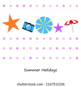beach umbrella camera starfish summer holiday vector background