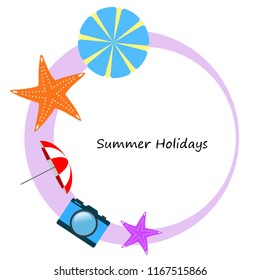 beach umbrella camera starfish summer holiday vector background