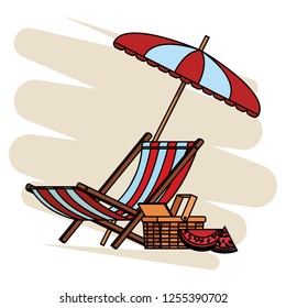 beach umbrella and chair