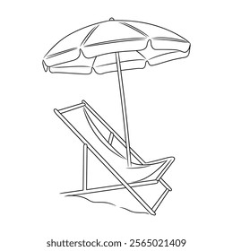 beach umbrella and chair drawing