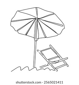 beach umbrella and chair drawing