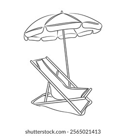 beach umbrella and chair drawing