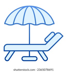 Beach umbrella and chair flat icon. Vacation blue icons in trendy flat style. Travel gradient style design, designed for web and app. Eps 10