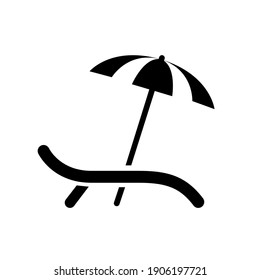Beach umbrella and chair icon isolated, sunbed and umbrella, sea, icon for vacationers on ocean – stock vector