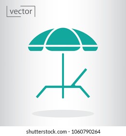Beach umbrella, beach chair icon vector
