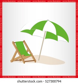 Beach umbrella and chair icon vector illustration eps10. Isolated badge for website or app - stock infographics