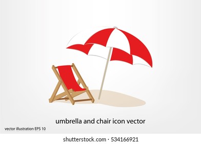 Beach umbrella and chair icon vector illustration eps10. Isolated badge for website or app - stock infographics.
