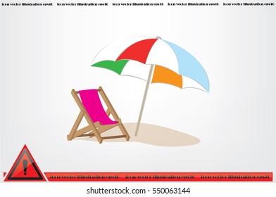 Beach umbrella and chair icon vector illustration eps10. Isolated badge for website or app - stock infographics