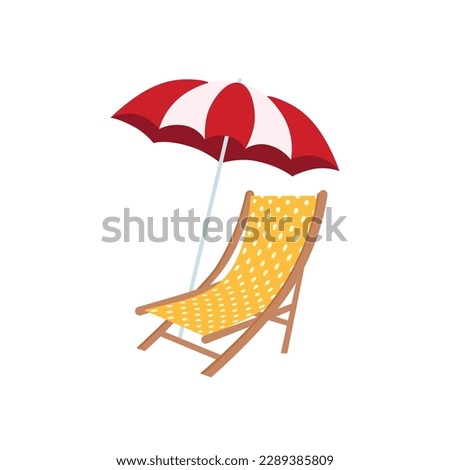 Beach umbrella and beach chair isolated