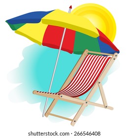 beach umbrella and chaise longue