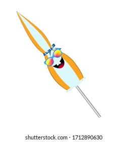 Beach umbrella character. Big umbrella from the sun. Vector illustration.