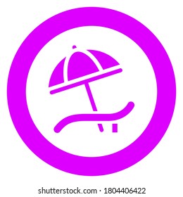 Beach umbrella, circle trendy icon on a white background