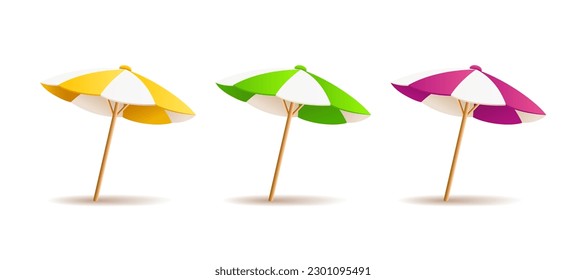 Beach umbrella colorful design collections, isolated on white background. eps 10 vector illustration
