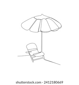 
Beach umbrella continuous one line drawing outline vector illustration