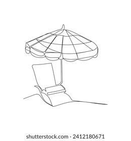 
Beach umbrella continuous one line drawing outline vector illustration