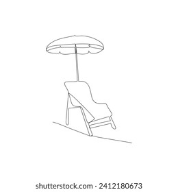 
Beach umbrella continuous one line drawing outline vector illustration