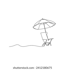 
Sonnenschirm, durchgehend, 1-zeilige Zeichnung, Vektorgrafik