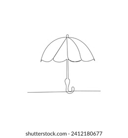 
Beach umbrella continuous one line drawing outline vector illustration