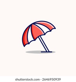 Beach umbrella cute retro cartoon vector hand drawn