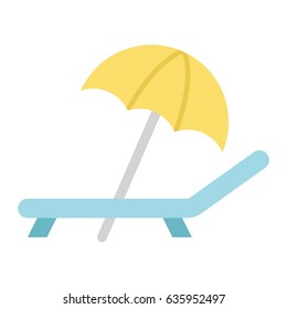 Beach umbrella with deckchair flat icon, Travel and tourism, vector graphics, a colorful solid pattern on a white background, eps 10.