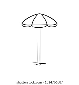 beach umbrella doodle hand drawing vector 