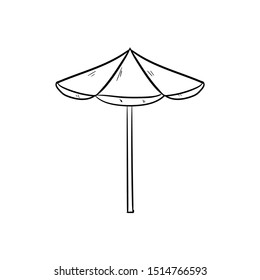 beach umbrella doodle hand drawing vector 