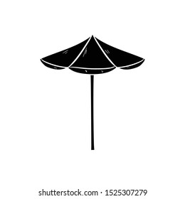 beach umbrella doodle icon vector hand drawing flat black