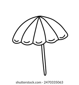 
Sonnenschirm im Doodle-Stil. Vektorgrafik isoliert auf weißem Hintergrund