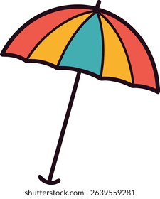 beach umbrella doodle style vector art illustration