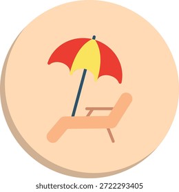 Icono de estilo de círculo plano de paraguas de playa