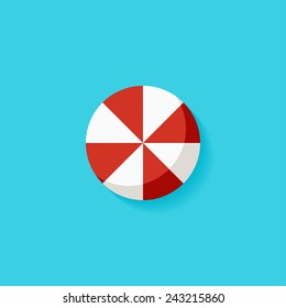 Beach umbrella flat icon. Modern flat icons vector collection with long shadow effect in stylish colors of web design objects. Trendy Flat Style. Isolated on blue background. Flat design. EPS 10.