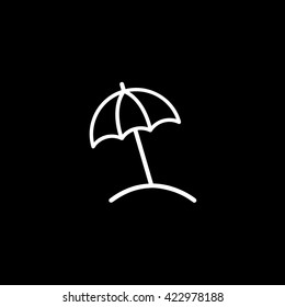 Beach Umbrella Flat Icon On Black Background