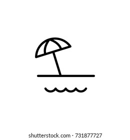 Beach umbrella flat icon. Single high quality outline symbol of water for web design or mobile app. Thin line signs of swimming for design logo, visit card, etc. Outline logo of sport 