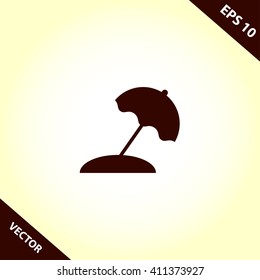 beach and umbrella flat icon. vacation vector illustration
