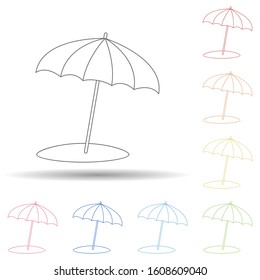 Beach umbrella flat in multi color style icon. Simple thin line, outline vector of Summer icons for ui and ux, website or mobile application