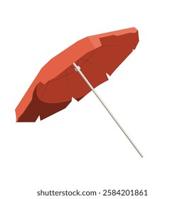 Beach Umbrella In Flat Vector Illustration Symbolizing Sun Protection, Summer Relaxation, And Outdoor Comfort, Isolated On White Background